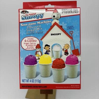 Cra-Z-Art Peanuts Snoopy Sno-cono Máquina Sabor Mezcla de Azúcar Paquete de Recarga 2 PACK Foto 1 de 3