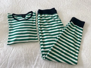 J.Crew | Women’s Medium | Striped Long Sleeve Pajama Set | Cotton Green White - Picture 1 of 13