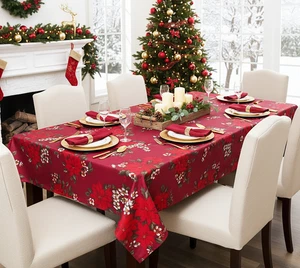 Mantel 130x160 WONDERFUL X-MAS TIME en rojo con estrellas de Navidad Navidad - Imagen 1 de 10