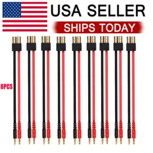 8Pcs For Traxxas TRX 12awg Charge Lead 4mm Banana to Male Connector Cable - Picture 1 of 9