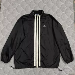 Chaqueta cortavientos Adidas de colección años 90 forrada de malla cremallera completa negra para hombre XLT USADA EN EXCELENTE ESTADO - Imagen 1 de 11