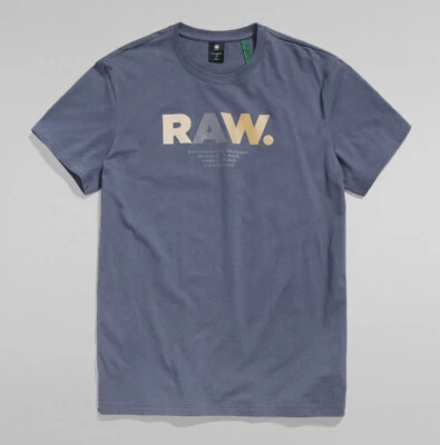 Camiseta G-Star RAW Para Hombres Fantem Azul Logo Estampado Gráfico Calce Regular Foto 1 de 2