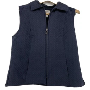 Sport Haley Ladies Navy Blue Quilted Lined Vest Size Medium Zip Pocket Korea EUC - Picture 1 of 8