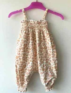Girls Baby Romper Designer Myleene Klass Animal Print Smocked Strappy Summer NEW - Picture 1 of 4