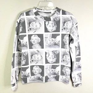 MARILYN MONROE Sweatshirt Multi Pics Womens S White Gray Retro Vibe Hollywood - Picture 1 of 9