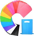 100 Pack Small Plastic Party Favor Bags 6X8" With Handles 10 Colors For Parties