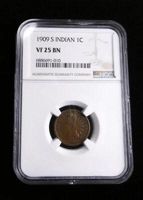 1909-S Indian Head Cent NGC Certified VF 25 BN. #5247 - Image 1 of 4