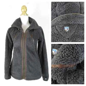 KUHL Womens Sz S Flight Jacket Raven Fleece Two Toned Full Zip Hood Green/brown - Picture 1 of 18