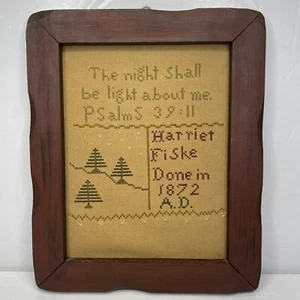 Small Sampler With Frame (No Glass) 9"x11", Reproduction Farmhouse-Primitives(?) - Picture 1 of 5