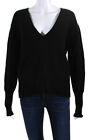 Parrish Womens Deep V Neck Long Sleeve Pullover Sweater Black Cashmere Medium