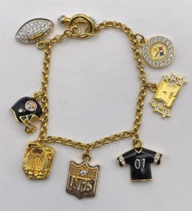 Brazalete con dije de oro vintage Danbury Mint Pittsburgh Steelers - Imagen 1 de 14