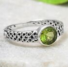 6MM Round Green  Peridot Ring, 925 Silver Rings, Cut Stone Jewelry, Ring For Her