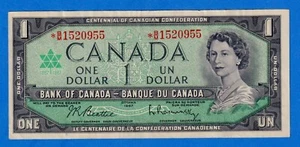 Canada $1 1967 BC-45bA-i / P-84b REPLACEMENT NOTE (Circulated) *B/M 1520955 - Picture 1 of 3