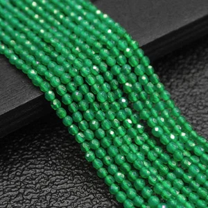 Genuine 4mm Faceted Natural Green Jade Gemstone Round Loose Beads 15'' - Picture 1 of 6