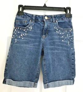 EUC Total Girl Jean Shorts Size 14, Accented Front Design Blue - Picture 1 of 4