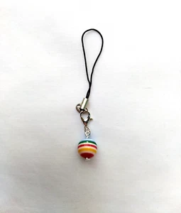 Rainbow Striped Bead Cell Phone Charm Strap Dangle Mirror Hanging Pendant Decor - Photo 1 sur 8