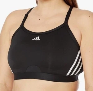 Adidas Women's Aeroreact 3-Stripes Low-Impact Sports Bra Black Size S - Picture 1 of 2