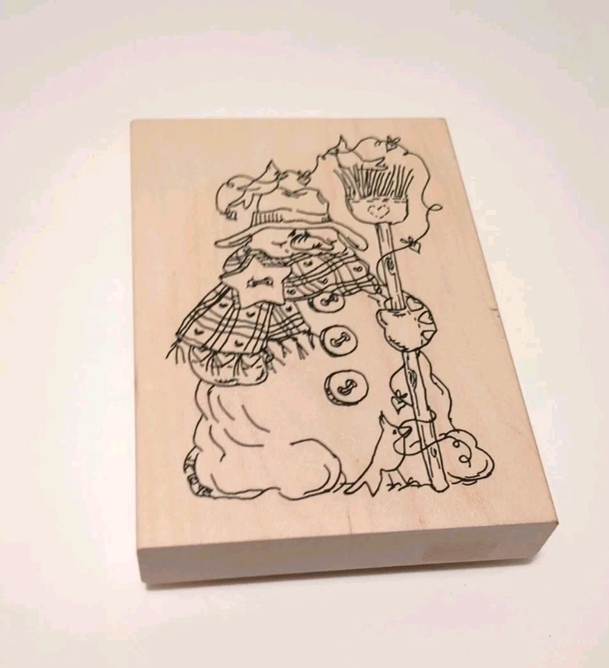 Estampillas de Judith Winter muñeco de nieve y escoba S-34 sello de goma de Navidad Foto 1 de 2