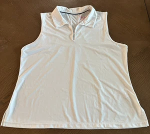 Camisa Polo Top Lillie Verde Blanco Sin Mangas Cerradura Tenis Golf Pickleball XL - Imagen 1 de 6