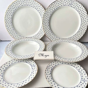 6 pcs TIFFANY & Co. Dancing T Plate Pair Set [ 2 Dinner , 2 Soup Bowl, 2 Bread ] - Picture 1 of 11