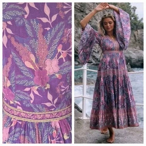 Spell & The Gypsy Bianca Purple Wisteria Gown Flared Sleeves Maxi Dress S👇check - Picture 1 of 24