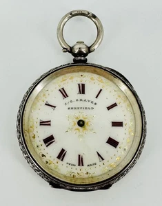 Antike Taschenuhr mit Silbergehäuse - J.G. Graves Sheffield - Ersatzteile/Reparatur - Bild 1 von 13