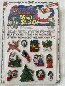 Vintage Christmas Puffy Stickers 1980’s Christmas Vinyl Stick On- NIP - Picture 1 of 7