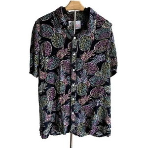 CHUBBIES Friday Camicia Nera Bottoni Neon Ananas Uomo XL - Foto 1 di 6