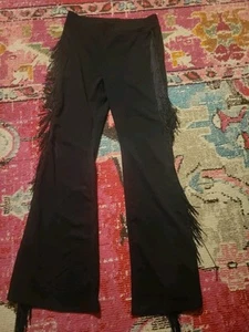 Shein womens L black sexy dress pants fringe cowgirl western festival dance HOT - Picture 1 of 4