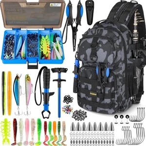 PLUSINNO Fishing Backpack with Tackle Boxes, Waterproof Fishing Sling Tackle ... - Imagen 1 de 7