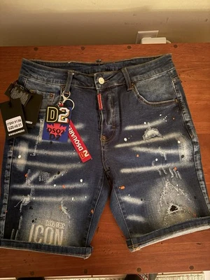Pantalones cortos de mezclilla desgastados azules talla W 31 Dsquared2 para hombre Foto 1 de 4