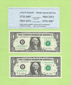 '37333067 & 76033373' .. FORWARD & BACK SERIAL $1 MATCH ..CU.. 2003A & 2009 - Picture 1 of 1