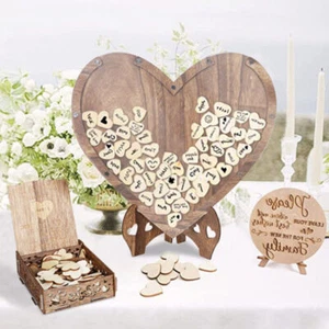 Hochzeitsdeko Gästebuch Hochzeit aus Holz mit 91 Herzen Box Gästebücher Landhaus - Bild 1 von 9