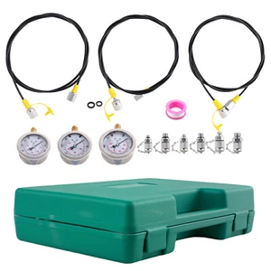 Hydraulic Pressure Test Kit with 6 Couplings 3 Gauges 3 Test Hose 600bar new - Picture 1 of 12