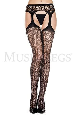 Sexy Mujer Negro Liguero Medias Encaje Tirantes Pantimedias Medias Foto 1 de 2