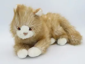 Russ Berrie Plush Laying Long Haired Cat Mesha 13” Scruffy Stuffed Animal - Picture 1 of 4