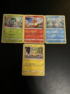 ESP SPANISH Pikachu Charmander Squirtle Bulbasaur Pokemon Go Cards Kanto Starter - Picture 1 of 5
