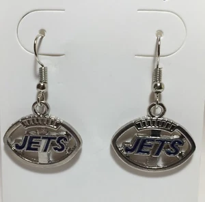 New York Jets Football Shape Fish Hook Earrings, Gift for Her Mom - Picture 1 of 1