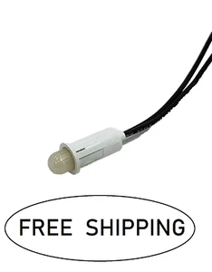 (1x) 6.3VAC/DC  200mA - 1/2" White Incandescent Panel Mnt Indicator - 6" Leads - Picture 1 of 2