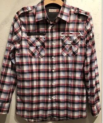 Sovereign Code-Men’s Size L-Red/Blue Plaid*Button Down*Roll-Tab Sleeve*Shirt-EUC - Image 1 of 4