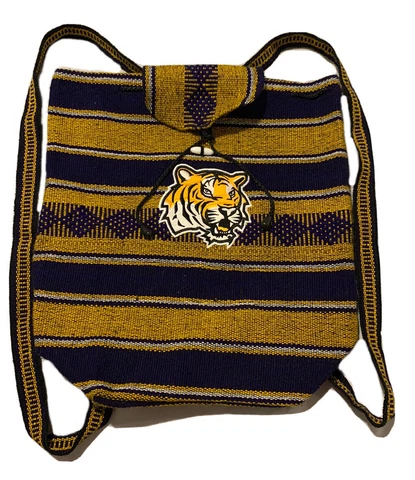 LSU Tigers Woven Backpack College Football Colors Great Condition SEC Gift Idea Cover