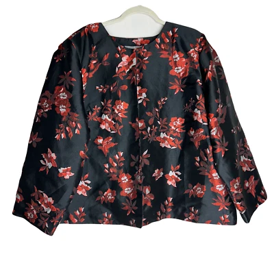Chaqueta Blazer Dennis by Dennis Basso Platino Mujer Estampado Floral Talla 24W Nueva con Etiquetas Foto 1 de 4