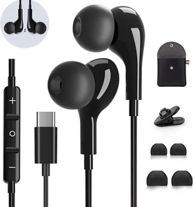 USB C Headphones for Samsung Galaxy S24 S23 Ultra S25 S22 S21 A55 A54 A35 Iphone - Zdjęcie 1 z 12