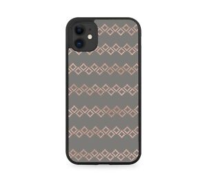 Rose Gold and Dark Grey Patterned Rubber Phone Case Cover Design Squares F844