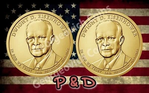 2015 P & D Dwight D Eisenhower Presidential Dollar BU (2 Coin Set) US Mint - Picture 1 of 4