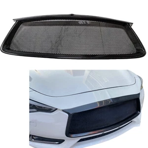 Car Front Bumper Upper Grille Mesh For Infiniti Q60 CV37 2017-2022 Carbon Fiber - Picture 1 of 10