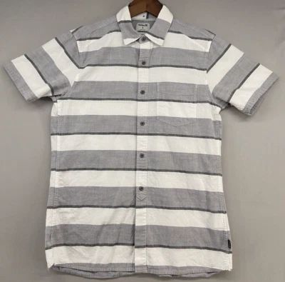Camisa Y2K Hurley Botón Para Hombres PEQUEÑA Ajuste A Medida Bloques de Color Rayas Manga Corta Foto 1 de 4