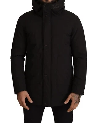 Dolce & Gabbana Abrigo con Capucha Cortavientos Cremallera Completa Poliéster Negro - IT54/US44/XXL Foto 1 de 4