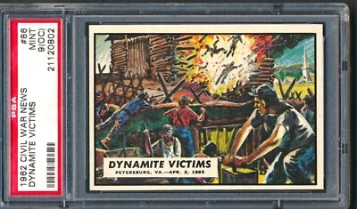 1962 Topps Civil War News #86: Dynamite Victim ~ PSA 9 oc - Image 1 of 2