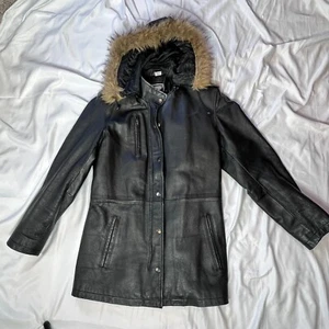 Excelled Collection Women's Large Genuine Leather Jacket with Zip-Off Hood - Picture 1 of 18